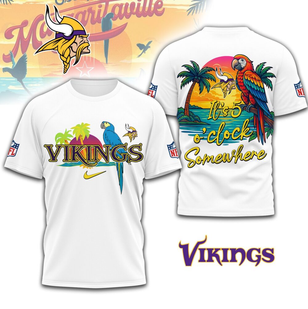 Minnesota Vikings | Premium NFL Its 5 Oclock Somewhere 3D Shirt