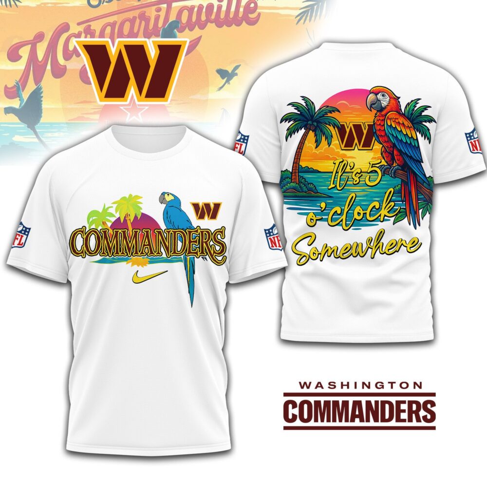 Washington Commanders | Premium NFL Its 5 Oclock Somewhere 3D Shirt